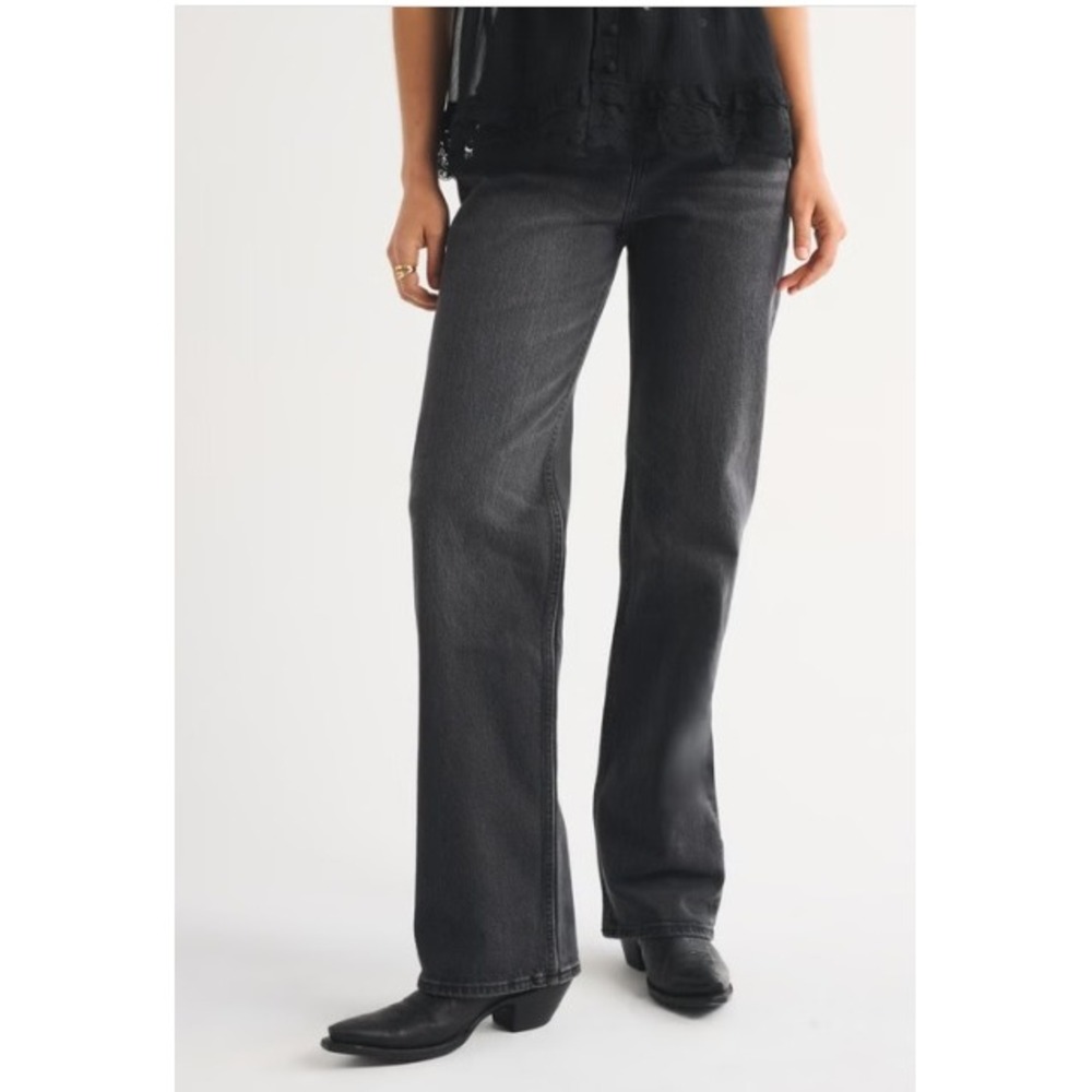Abercrombie & Fitch High Rise 90s Relaxed Jeans Washed Black Size 27 Regular